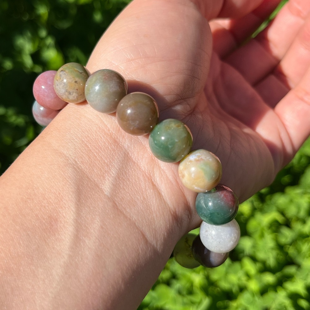12mm colorful ocean jasper bracelet - Picture 3 of 6
